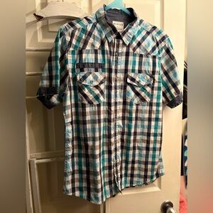 Blue White Men's Checkered Casual Shirt